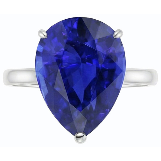Solitaire Gemstone Jewellery Ring Pear Sri Lankan Sapphire 4 Carats