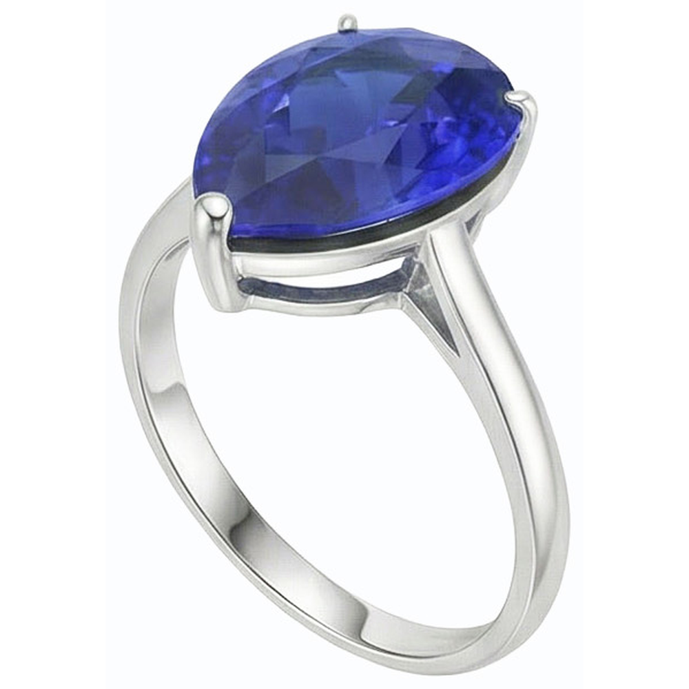Solitaire Gemstone Jewellery Ring Pear Sri Lankan Sapphire 4 Carats