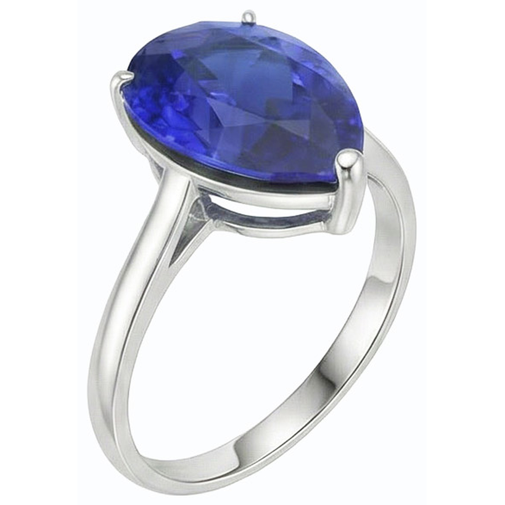 Solitaire Gemstone Jewellery Ring Pear Sri Lankan Sapphire 4 Carats