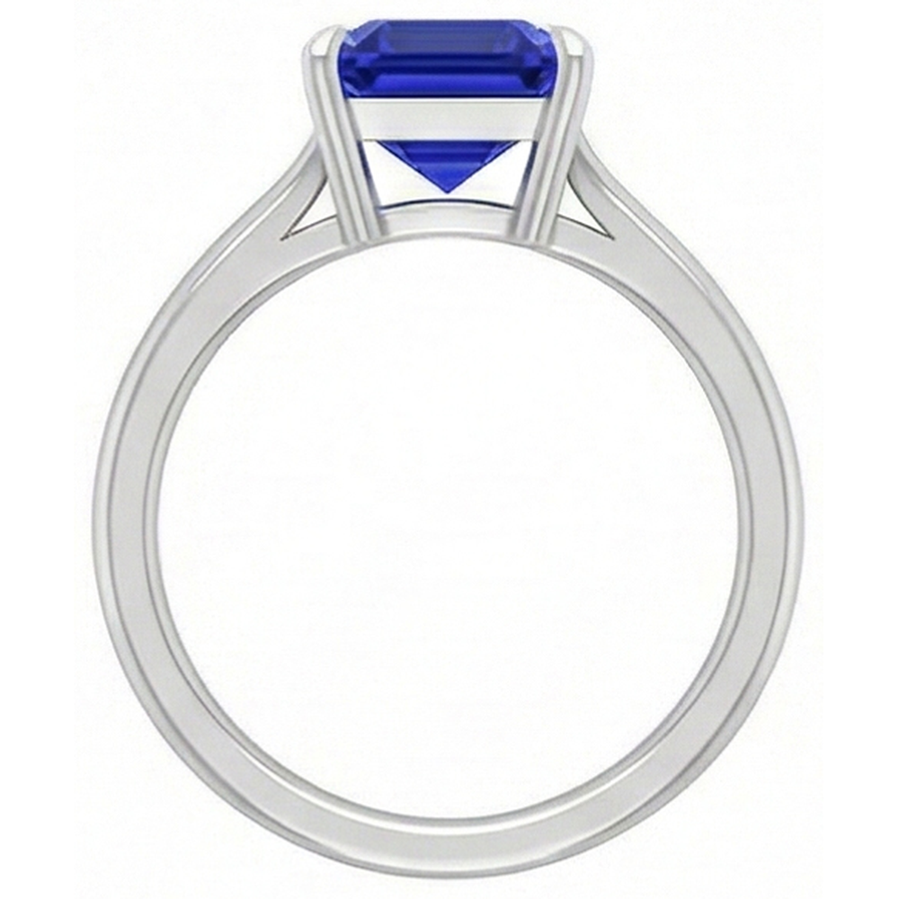 natural asscher sapphire 1.50ct ring profile view