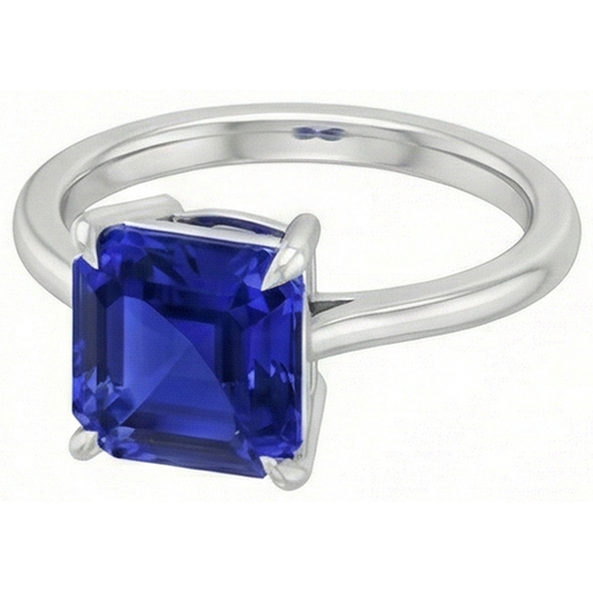 natural asscher sapphire 1.50ct ring front view