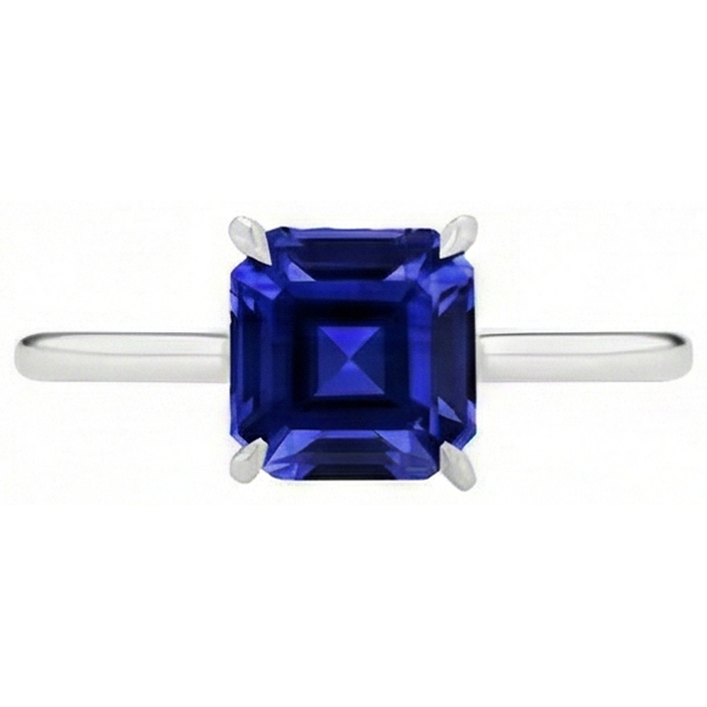natural asscher sapphire 1.50ct ring side angle