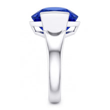 Solitaire Gemstone Ring Bar Set Ceylon Sapphire 3 Carats Thick Shank