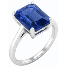 Solitaire Gemstone Ring Emerald Shaped Ceylon Sapphire 2.50 Carats