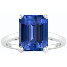 Solitaire Gemstone Ring Emerald Shaped Ceylon Sapphire 2.50 Carats