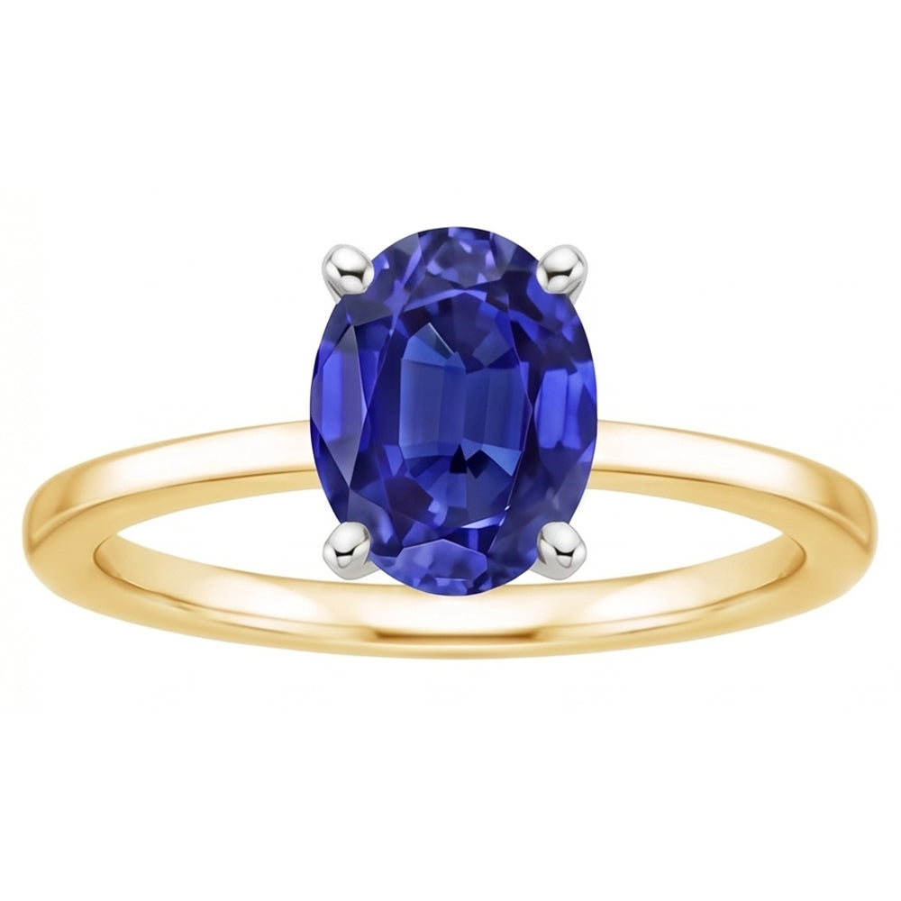 Solitaire Gemstone Ring Jewellery Oval Blue Sapphire 2.50 Carats