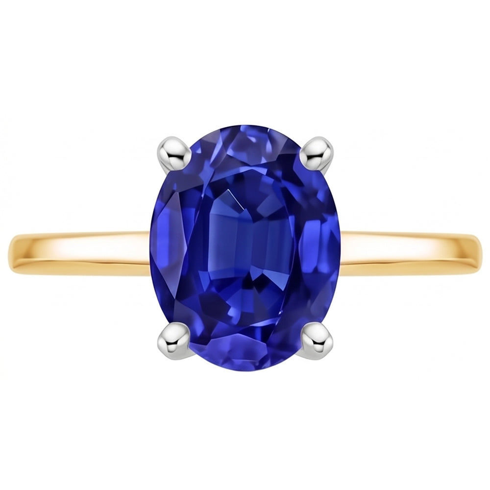 Solitaire Gemstone Ring Jewellery Oval Blue Sapphire 2.50 Carats