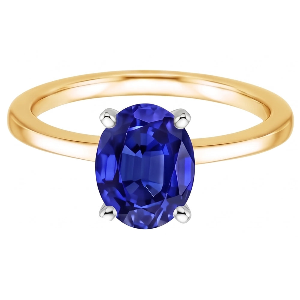 Solitaire Gemstone Ring Jewellery Oval Blue Sapphire 2.50 Carats