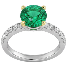 Colored Stone Ring Two-Tone 14K Gold with Colombian Emerald – profile view