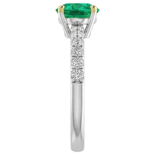 Colombian Emerald Colored Stone Ring 2-ct Two-Tone 14K Gold – top view