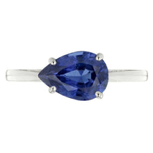 Solitaire Gemstone Sapphire Engagement Ring Pear Cut 2 Carats Gold 14K