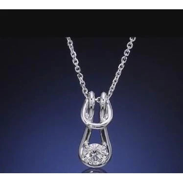 Solitaire Genuine Diamond 1 Carat Love Knot Style Pendant Necklace Women