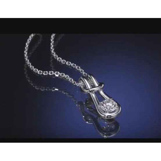 Solitaire Genuine Diamond 1 Carat Love Knot Style Pendant Necklace Women