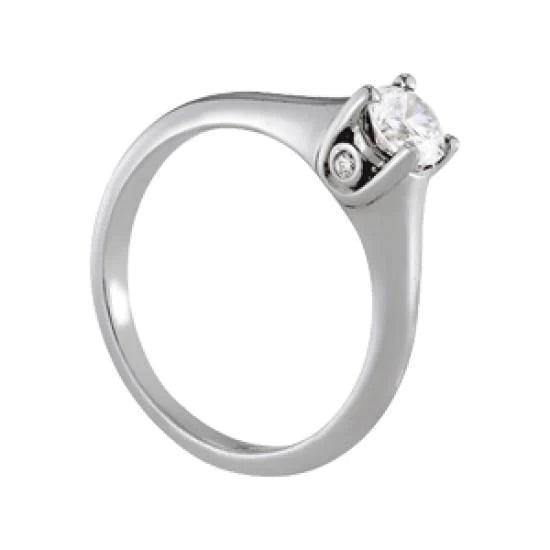 Solitaire Genuine Diamond Engagement Ring 0.75 Carats White Gold 14K