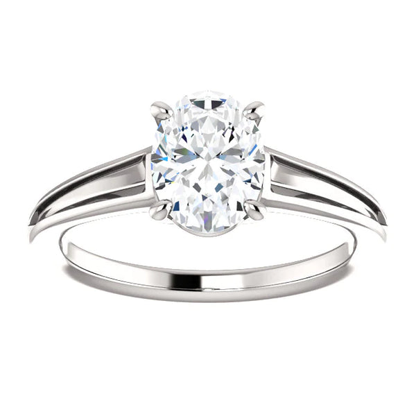 Solitaire Genuine Diamond Engagement Ring 3.50 Carats 4 Prongs Oval Cut