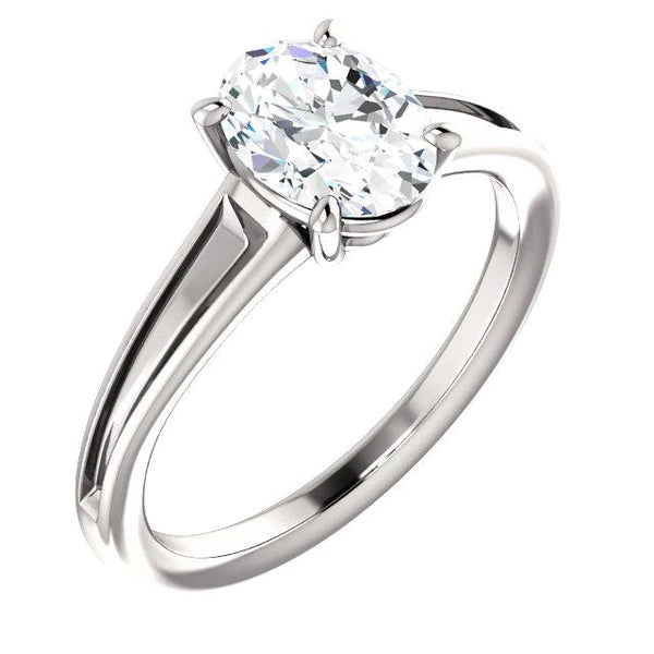 Solitaire Genuine Diamond Engagement Ring 3.50 Carats 4 Prongs Oval Cut