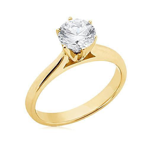Solitaire Genuine Diamond Engagement Ring Yellow Gold 1.51 Ct.