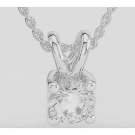Solitaire Genuine Diamond Pendant 2 Ct White Gold 14K Round Prong Set Diamond