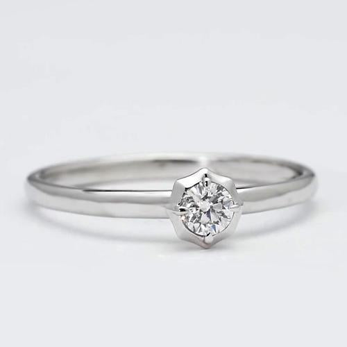 Solitaire Genuine Diamond Ring 0.75 Carats White 