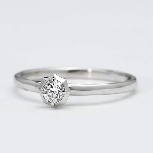 Solitaire Genuine Diamond Ring Carats White Gold 14K
