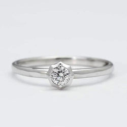 Solitaire Genuine Diamond Ring 0.75 Carats White Gold 14K