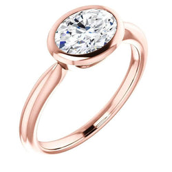 Solitaire Genuine Diamond Ring 4 Carats Bezel Setting Rose Gold Jewelry