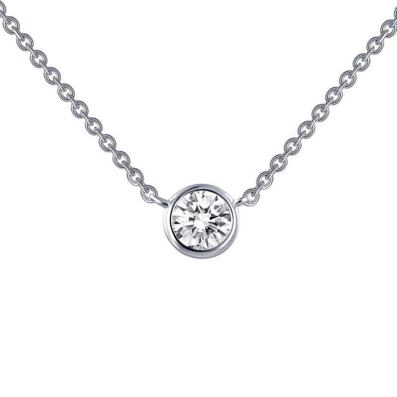 Solitaire Genuine Diamond Women Pendant Necklace 0.75 Carat White Gold 14K