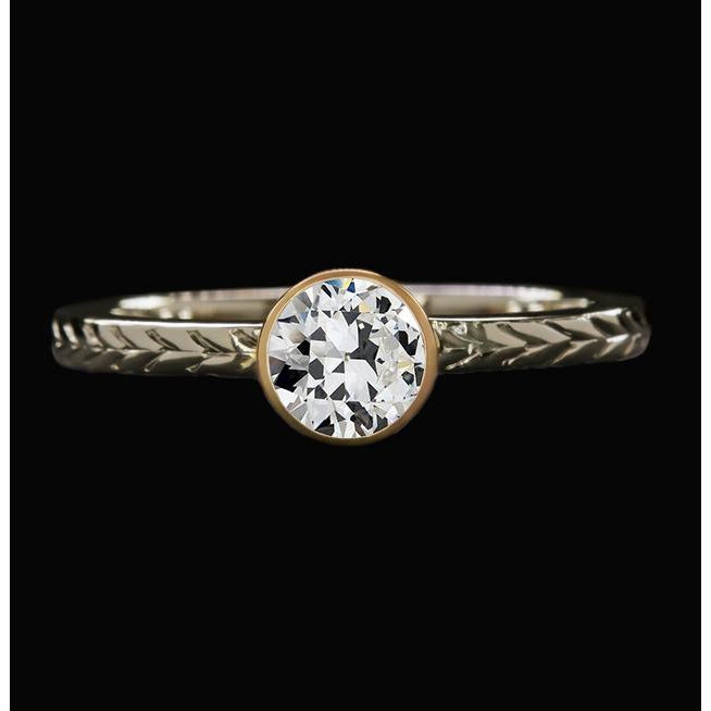 Solitaire Genuine Old Miner Diamond Ring Bezel Set Vintage Style 1.50 Carats