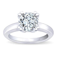 Solitaire Genuine Round Diamond Engagement Ring White Gold 14K 0.75 Carats