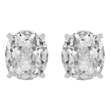 Solitaire Gold Real Diamond Studs Oval Old Cut Earrings 10 Carats Prong Set