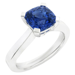 Solitaire Gold Ring Radiant Natural Blue Sapphire 1.50 Carats 4 Prong