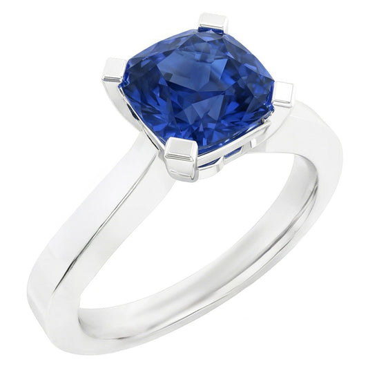 Solitaire Gold Ring Radiant Natural Blue Sapphire 1.50 Carats 4 Prong