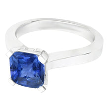 Solitaire Gold Ring Radiant Natural Blue Sapphire 1.50 Carats 4 Prong