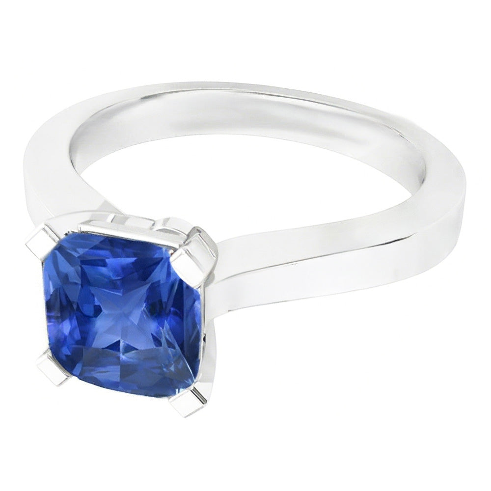 Solitaire Gold Ring Radiant Natural Blue Sapphire 1.50 Carats 4 Prong