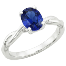 Solitaire Gold Ring Twist Style Oval Blue Sapphire 2 Carats