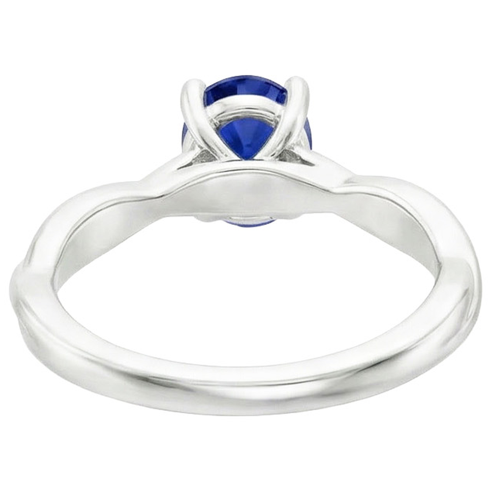Solitaire Gold Ring Twist Style Oval Blue Sapphire 2 Carats