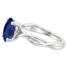 Solitaire Gold Ring Twist Style Oval Blue Sapphire 2 Carats