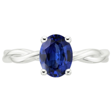 Solitaire Gold Ring Twist Style Oval Blue Sapphire 2 Carats