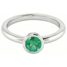 Solitaire Green Emerald Engagement Ring 0.75 Carats Bezel Setting