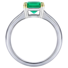 Precious Stone Ring Two-Tone 14K Gold with Emerald – profile view