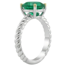 Authentic Emerald Gemstone Ring 3 ct Two-Tone 14K Gold – angle view