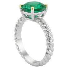Emerald Gemstone Ring 3-ct Two-Tone 14K Gold – top view