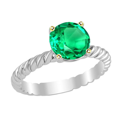 3 ct Emerald Gemstone Ring in Two-Tone 14K Gold