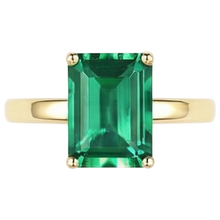 Solitaire Green Emerald Ring 3 Carats Yellow Gold 14K Gemstone Jewellery