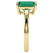 Solitaire Green Emerald Ring 3 Carats Yellow Gold 14K Gemstone Jewellery