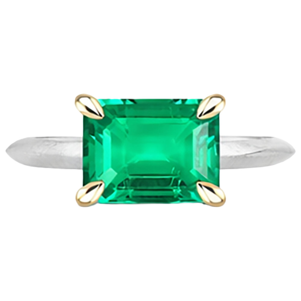 Authentic Fine Emerald Gemstone Ring – profile view