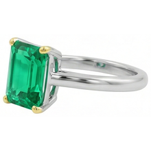 Fine Emerald Colored Stone Ring 3.50-ct Two-Tone 14K Gold – profile view