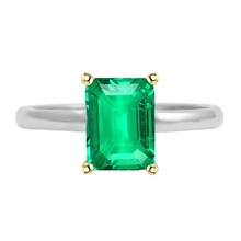 Colored Stone Ring Two-Tone 14K Gold with Fine Emerald – main view