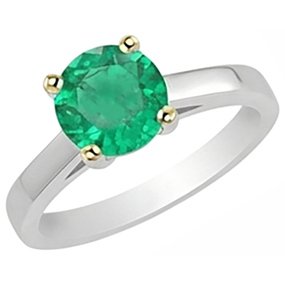 Real Emerald Precious Stone Ring 2 ct Two-Tone 14K Gold – angle view