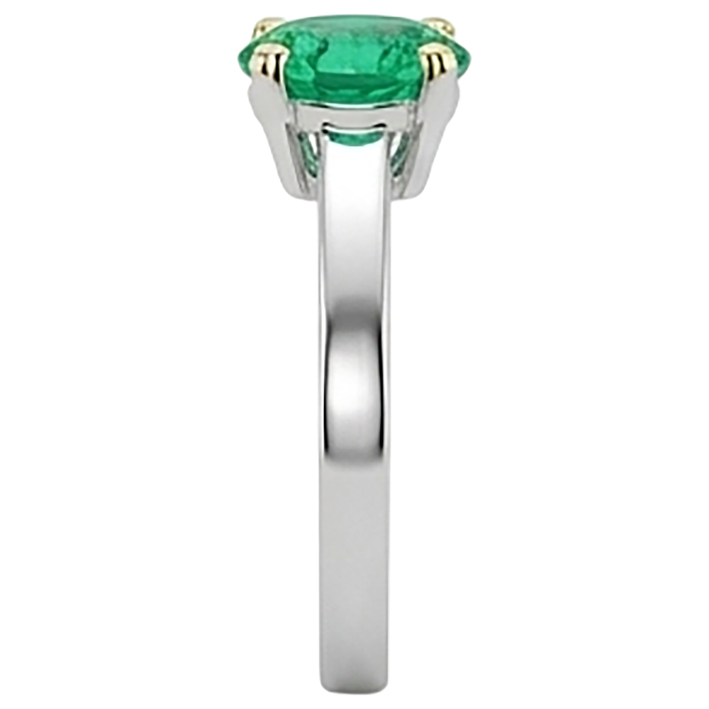 Emerald Precious Stone Ring 2-ct Two-Tone 14K Gold – top view